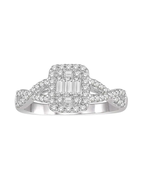 Solitario de oro blanco 14 k diamante