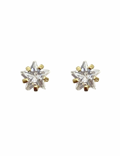 Broqueles Mancini de oro con acabado brillante zirconia