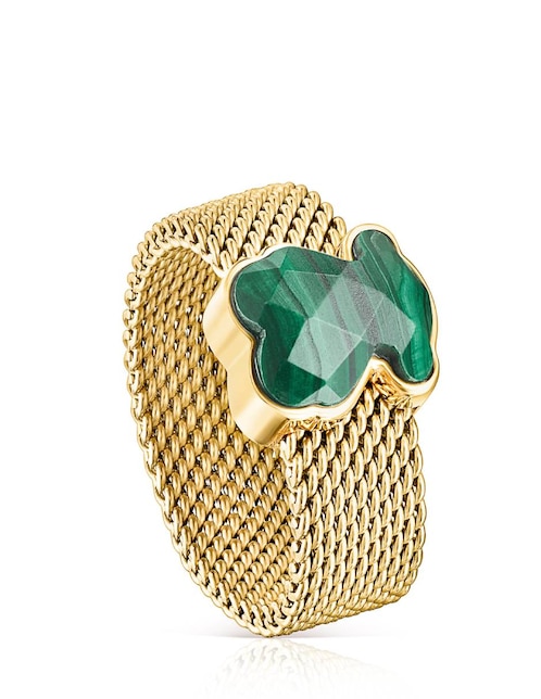 Imagen de producto Anillo de oso Tous Mesh Color P 925 de plata vermeil malaquita brillante