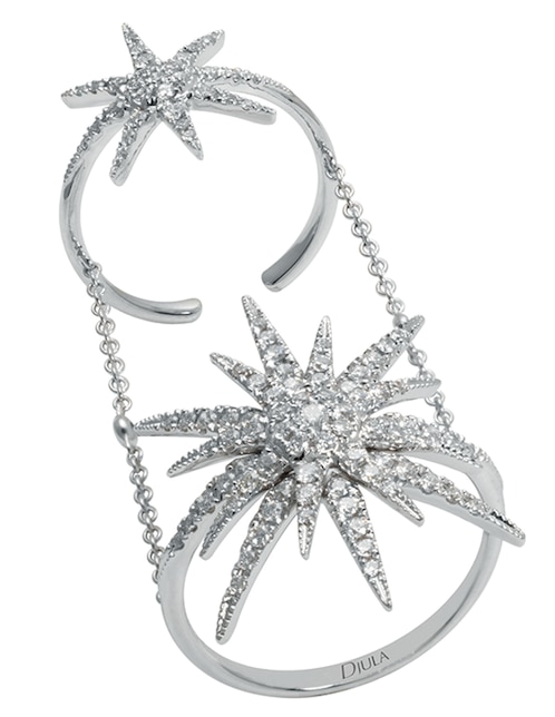 Anillo de estrella Djula Soleil 18 k de oro diamante pavé