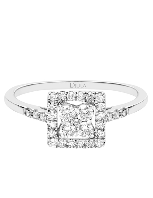 Anillo cuadrado Djula Fairytale 18 k de oro diamante diamantado
