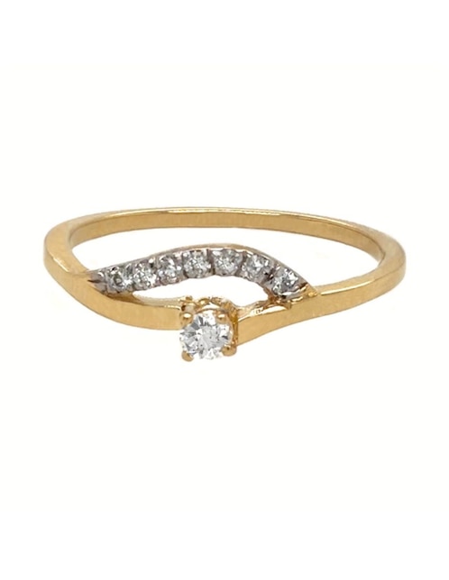 Anillo de compromiso de oro amarillo 14 k diamante 1