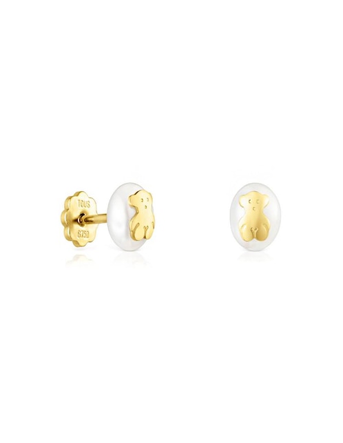 Broqueles Icon Pearl de oro con acabado lustre perla