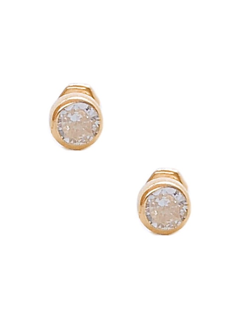 Aretes Broquel circular Ttvarios Tetera de oro 14 k circonita