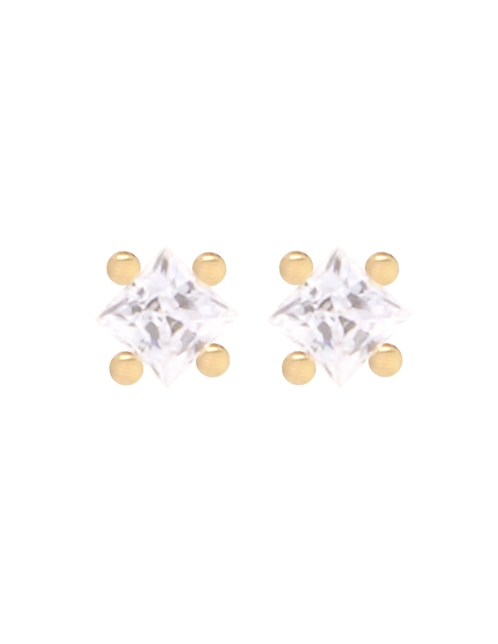 Broqueles Roca de oro con acabado pavé zirconia