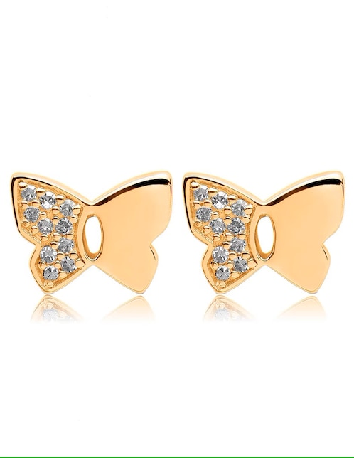 Broqueles de mariposa Jayda de oro con acabado pavé diamante