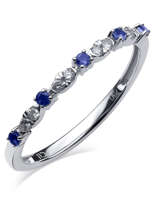Anillo Jayda 14 k de oro blanco zafiro y diamante brillante