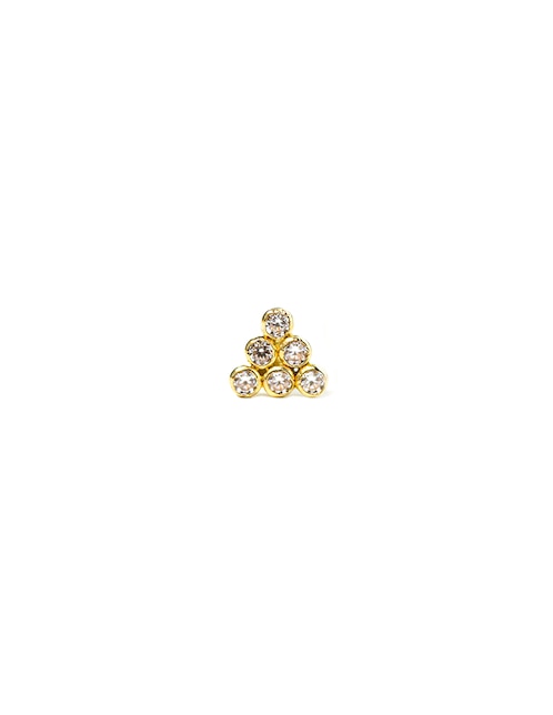 Broqueles triangulares Libelula de oro 14 K con acabado brillante circonita