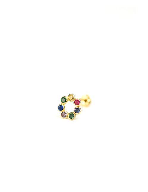 Broqueles redondos Libelula de oro 14 K con acabado brillante circonita