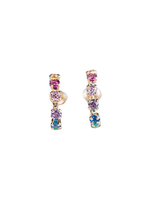 Broqueles de oro con acabado brillante zirconia