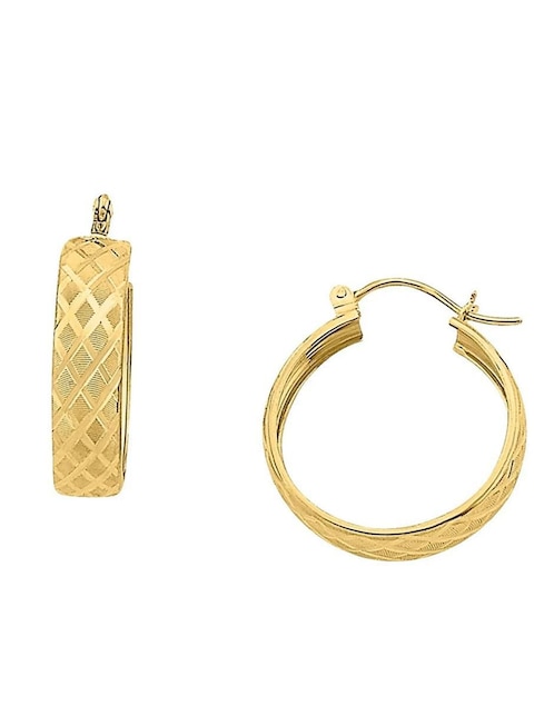Aretes de aro redondos Joyería M De Leon de oro con acabado brillante