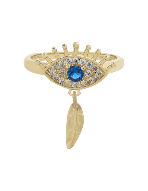Anillo de ojo 14 k de oro amarillo zirconia brillante 1