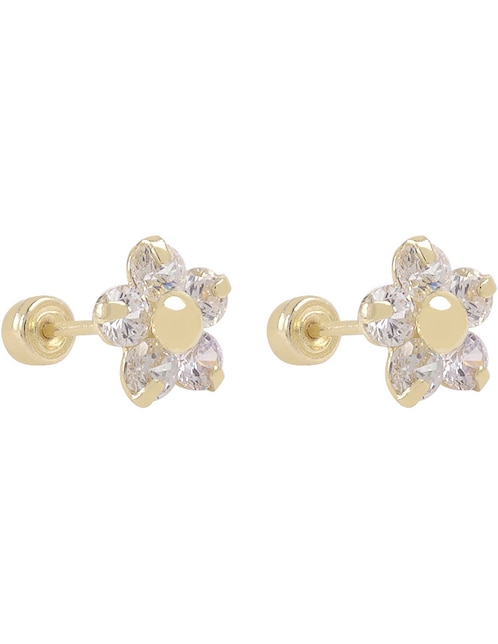 Aretes Broquel D Cadena de 14 k zirconia