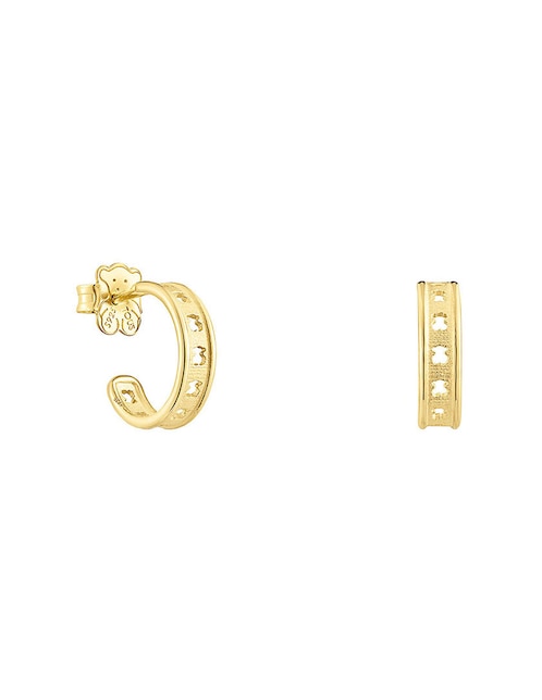 Aretes de aro circulares Tous Bear Row con acabado baño de oro