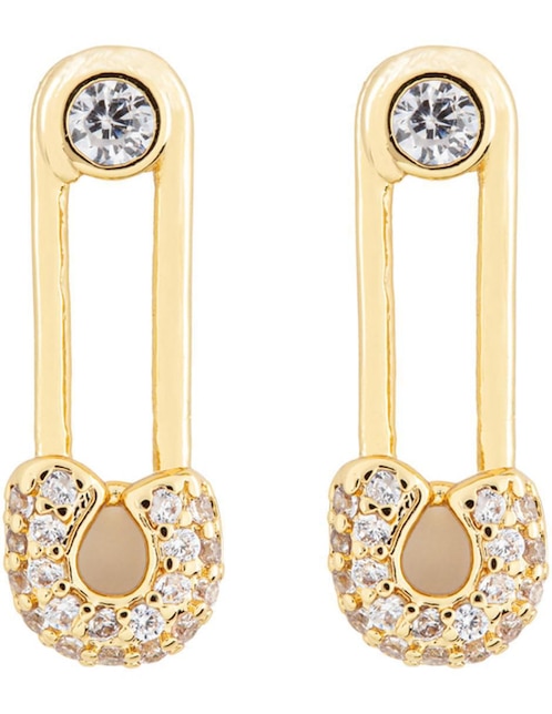 Aretes Parisa Joyería con acabado baño de oro zirconia