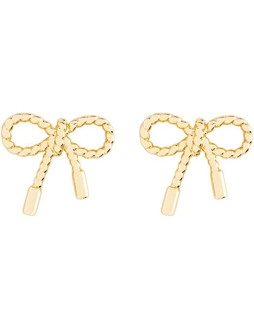 Broqueles de moño Parisa Joyería con acabado baño de oro