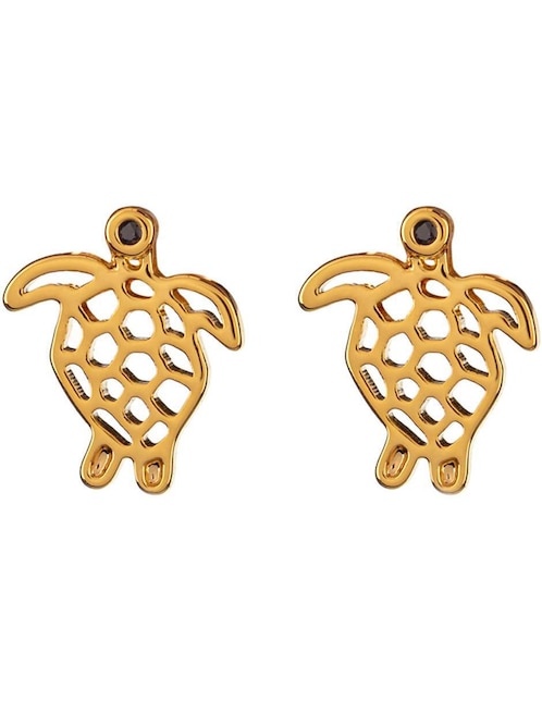 Broqueles de tortuga Parisa Joyería con acabado baño de oro zirconia