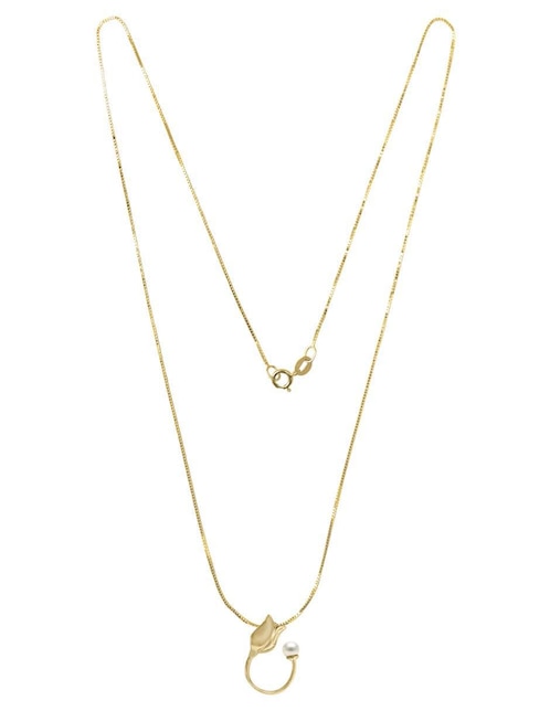 Colgante Y Dije de flor Fianelli tulipan de oro amarillo 14 K perla