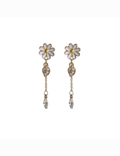 Aretes de flor Parisa Joyería con acabado baño de oro zirconia