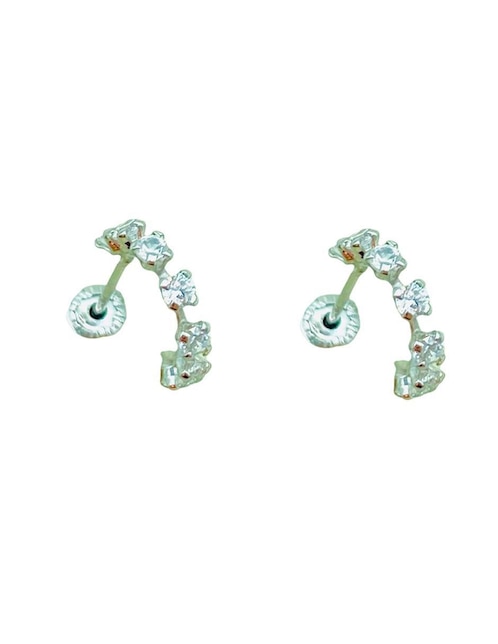 Broqueles de oro blanco con acabado brillante zirconia Broqueles de oro blanco con acabado brillante zirconia