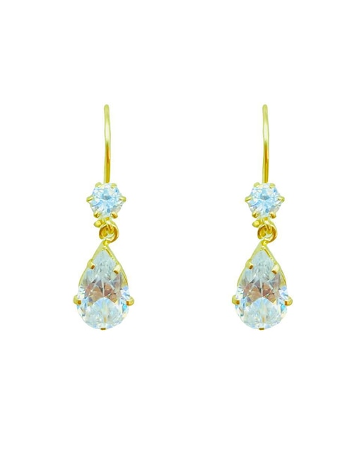 Aretes Mancini de oro con acabado brillante zirconia