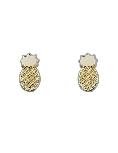 Broqueles de piña Punto Metálico de oro con acabado brillante