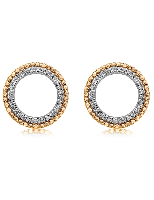Broqueles redondos de oro con acabado pavé diamante