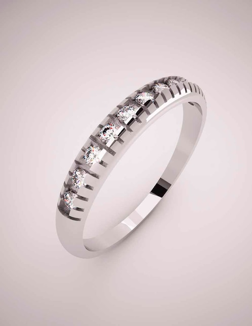 Anillo 14 k de oro blanco diamante pulido 1