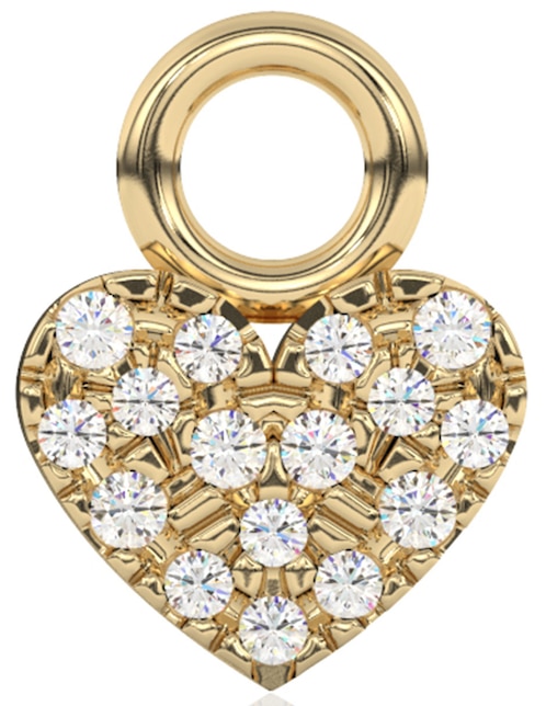 Dije de corazón de oro amarillo 14 K diamante 1