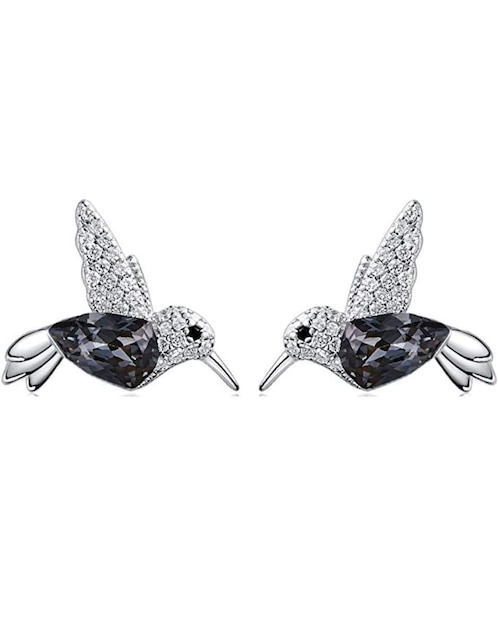 Broqueles de colibrí Mayfer Joyería con acabado plateado swarovski