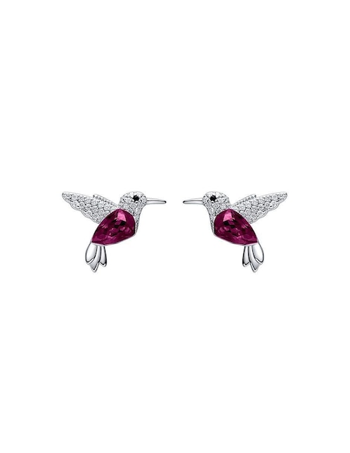 Broqueles de colibrí con acabado plateado swarovski 1