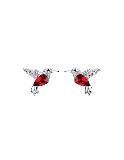 Broqueles de colibrí Mayfer Joyería Colibrí con acabado plateado swarovski