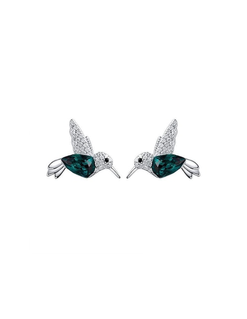 Broqueles de colibrí Mayfer Joyería Colibrí con acabado plateado swarovski