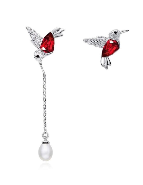 Aretes de colibrí Mayfer Joyería de plata P 925 con acabado plateado swarovski