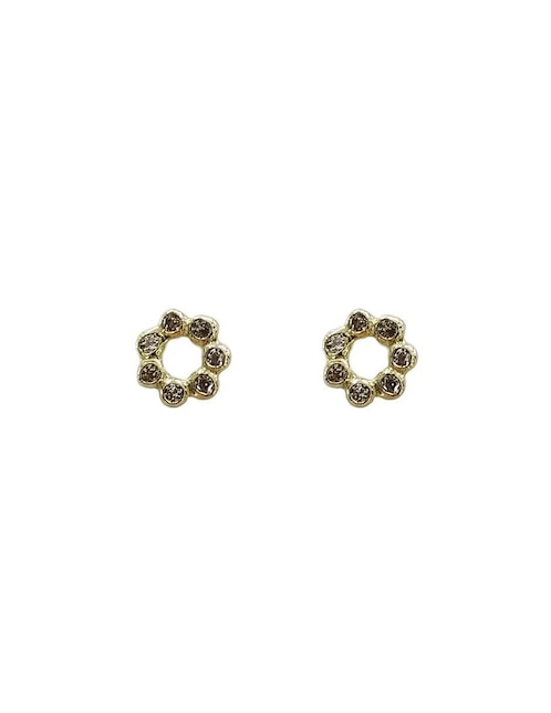 Broqueles circulares Punto Metálico de oro con acabado brillante zirconia