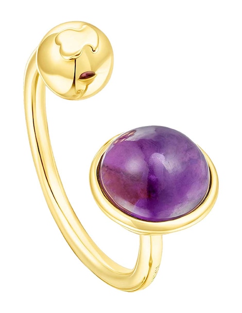 Anillo semicircular Tous Plump P 925 de plata vermeil amatista brillante