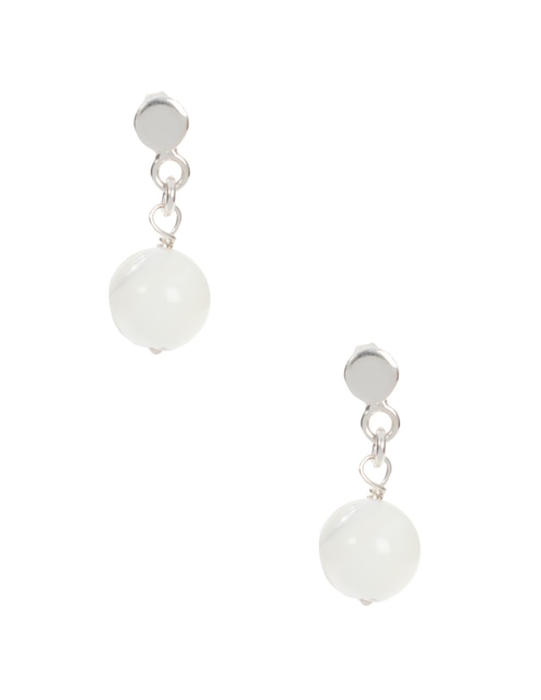 Aretes redondos de plata P 925 con acabado lustre madre perla 1