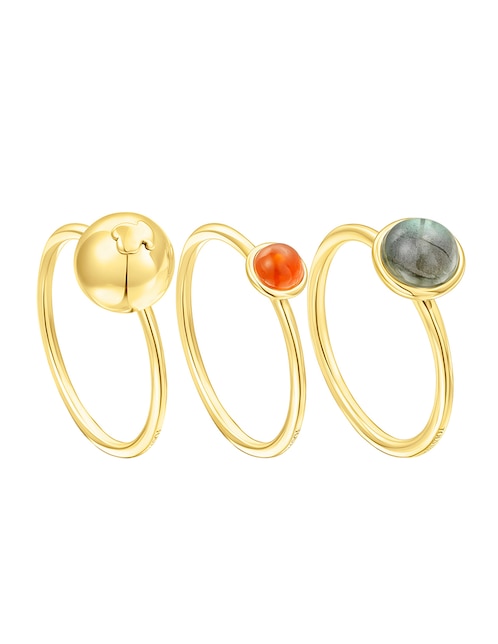 Anillo Tous Plump P 925 de plata vermeil labradorita brillante