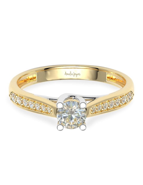 Anillo de compromiso de oro 14 k amelie joyas zirconia