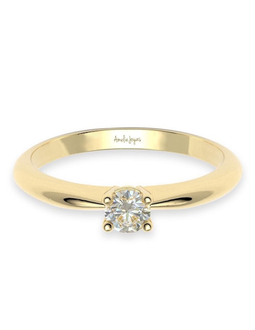 Solitario de oro 14 k amelie joyas zirconia