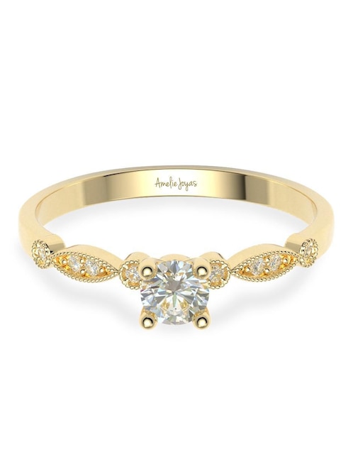 Anillo de compromiso de oro 14 k amelie joyas zirconia