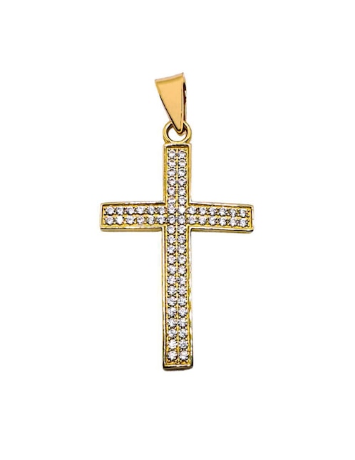 Dije de cruz Crixus Joyeria de oro amarillo 10 K zirconia