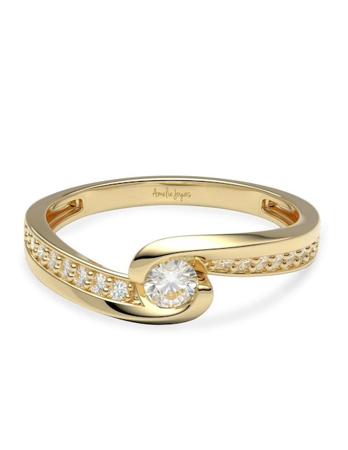 Anillo de compromiso de oro 14 k amelie joyas zirconia