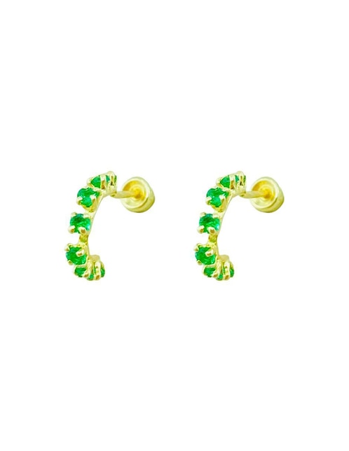 Broqueles Mancini de oro con acabado brillante zirconia