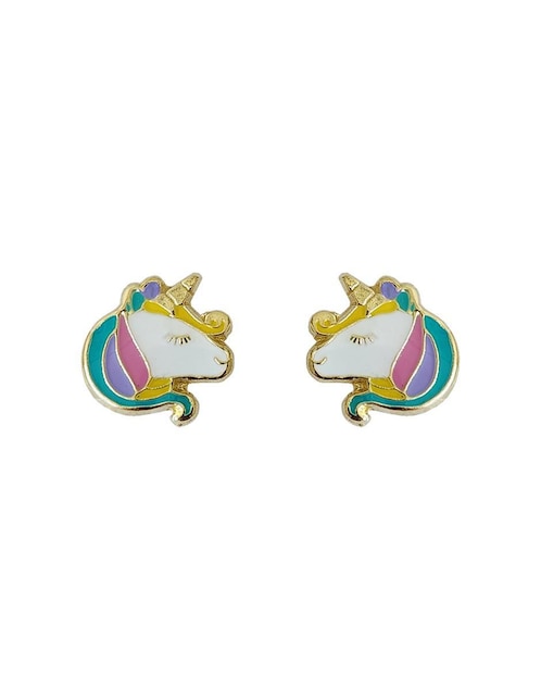 Broqueles de unicornio Punto Metálico de oro con acabado brillante