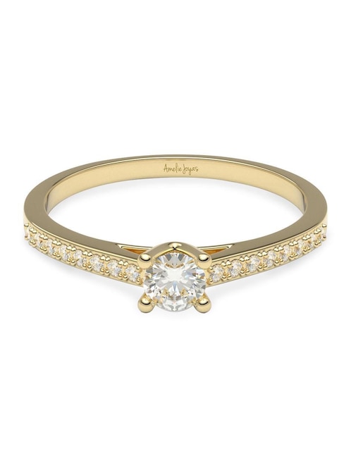 Anillo de compromiso de oro 14 k amelie joyas zirconia