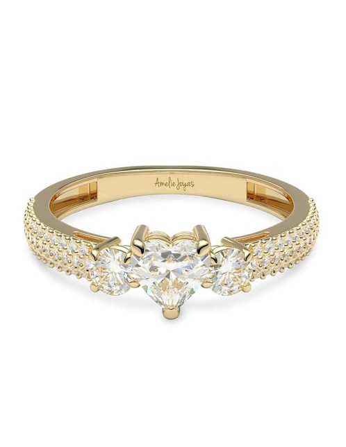 Anillo de compromiso de oro 14 k amelie joyas zirconia