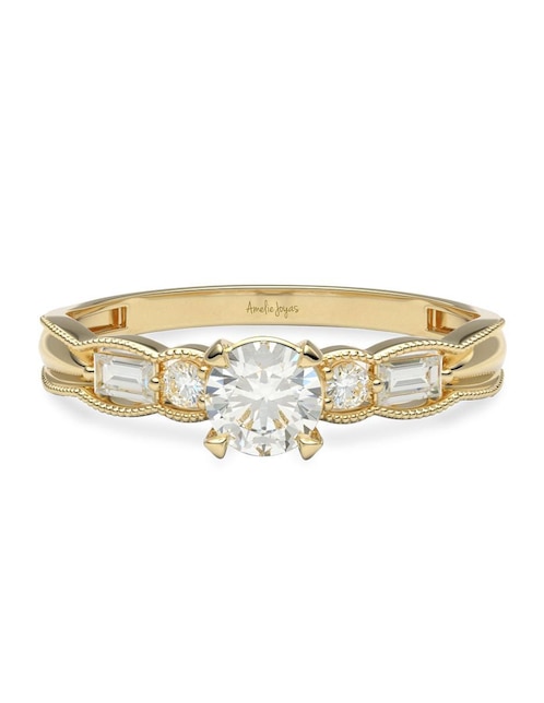 Anillo de compromiso de oro 14 k amelie joyas zirconia