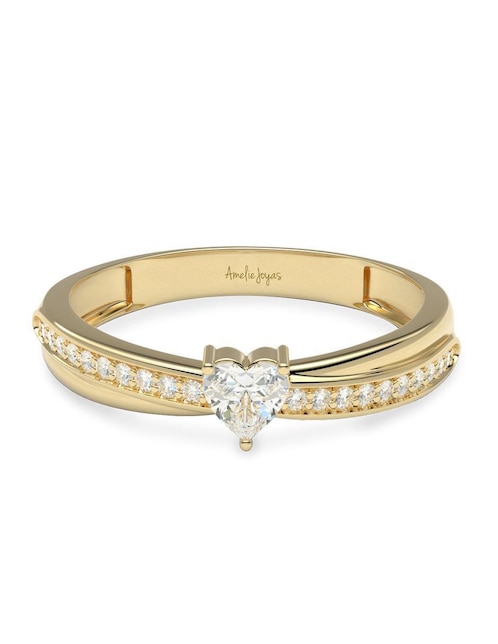 Anillo de compromiso de oro 14 k amelie joyas zirconia