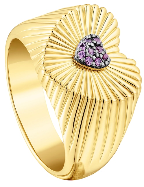 Anillo de corazón Tous Iris motif P 925 de plata vermeil brillante